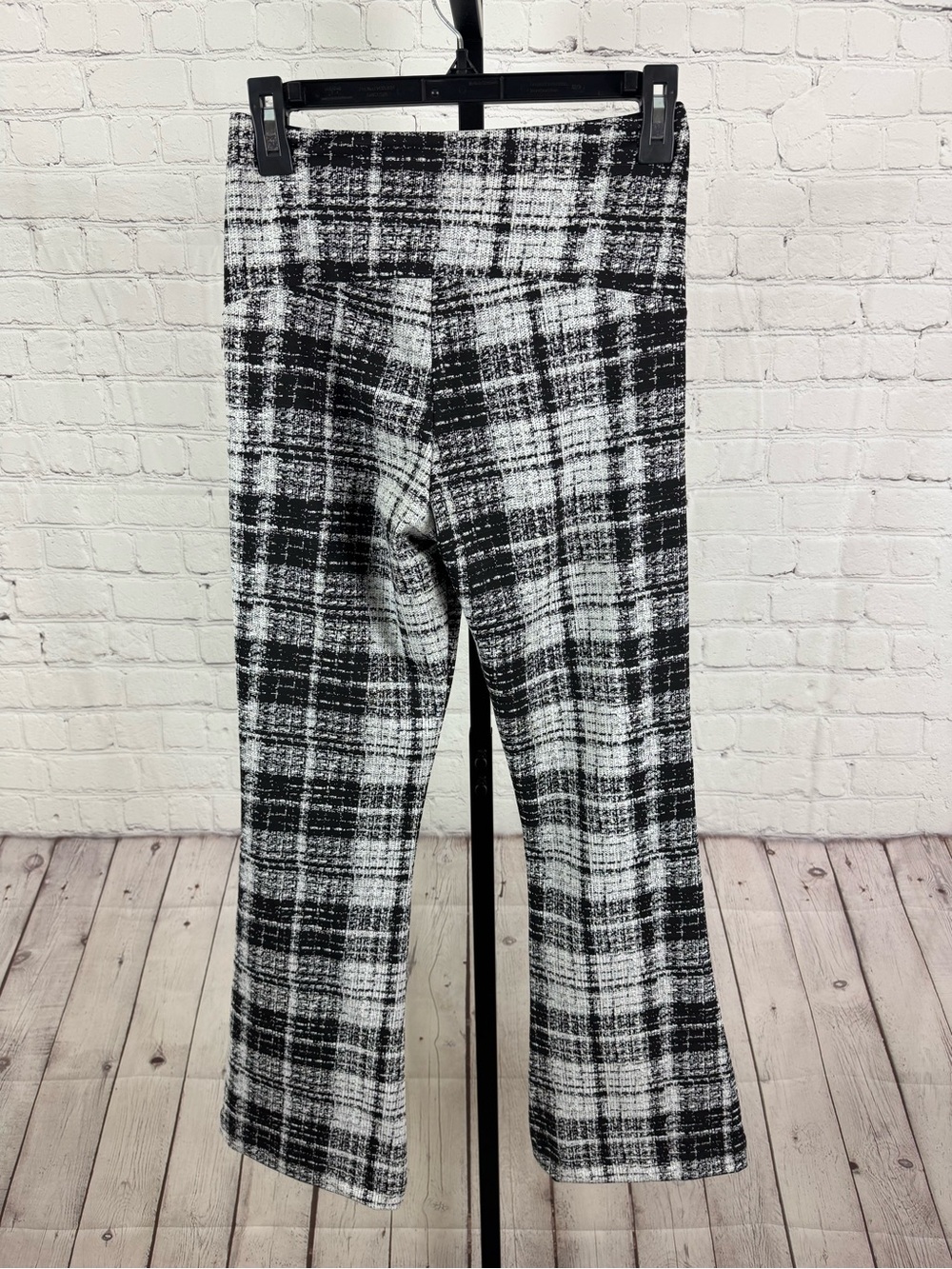 ONA by Yoon Chung Black White Plaid Flare Knit Pants Size Small